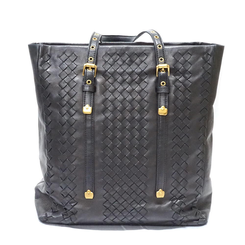 Bottega Veneta Tote Bag Handbag Shoulder Leather Intrecciato Woven Black